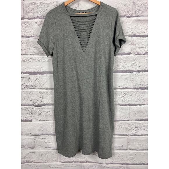 Torrid Women L Grunge 90s Punk Rocker Chic Minimalist Edgy Slashed T-Shirt Dress - Picture 3 of 9